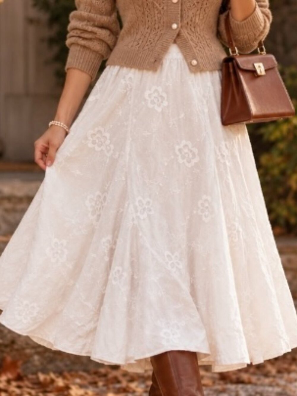 Y2k JK LA California  white embroidered midi skirt size Med boho  cottagecore